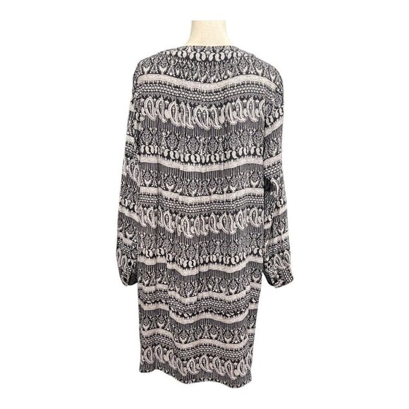 Thakoon Collective Womens 14 Midi Dress Black Paisley Shift Pullover Split Neck - Picture 3 of 8